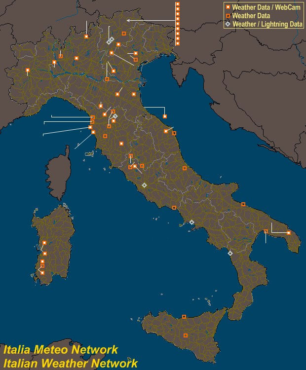 Mesomap of Italian Weather Network Stations